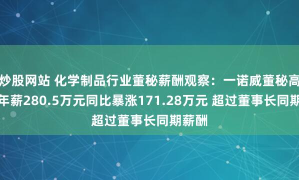 炒股网站 化学制品行业董秘薪酬观察：一诺威董秘高振胜年薪280.5万元同比暴涨171.28万元 超过董事长同期薪酬